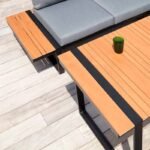 Σαλόνι κήπου γωνιακό Artemis Megapap σετ 4 τμχ μέταλλο - ξύλο χρώμα μαύρο - καρυδί - Image 2