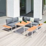 Βρες το Σαλόνι κήπου γωνιακό Artemis Megapap σετ 4 τμχ μέταλλο - ξύλο χρώμα λευκό - καρυδί σε μοναδική τιμή στο clickforshop.gr