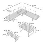Σαλόνι κήπου γωνιακό Artemis Megapap σετ 4 τμχ μέταλλο - ξύλο χρώμα λευκό - καρυδί - Image 4