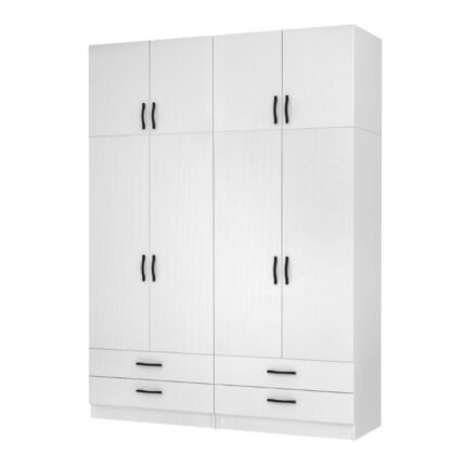 Βρες το Ντουλάπα ρούχων Ricardo Megapap τετράφυλλη με πατάρι και συρτάρια χρώμα λευκό 160x51