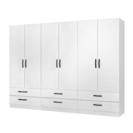 Βρες το Ντουλάπα ρούχων Ricardo Megapap εξάφυλλη με συρτάρια χρώμα λευκό 240x51