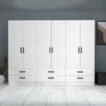 Ντουλάπα ρούχων Ricardo Megapap εξάφυλλη με συρτάρια χρώμα λευκό 240x51,8x181εκ. - Image 5