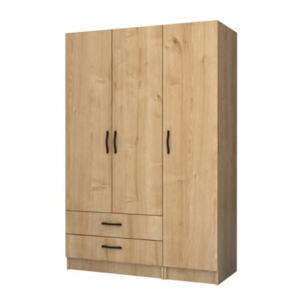 Βρες το Ντουλάπα ρούχων Ricardo Megapap τρίφυλλη με συρτάρια χρώμα φυσικό οξιάς 120x51