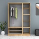 Ντουλάπα ρούχων Ricardo Megapap τρίφυλλη με συρτάρια χρώμα φυσικό οξιάς 120x51,8x181εκ. - Image 3