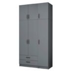 Βρες το Ντουλάπα ρούχων Ricardo Megapap τρίφυλλη με πατάρι και συρτάρια χρώμα ανθρακί 120x51