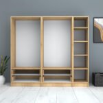 Ντουλάπα ρούχων Ricardo Megapap πεντάφυλλη με συρτάρια χρώμα φυσικό οξιάς 200x51,8x181εκ. - Image 3