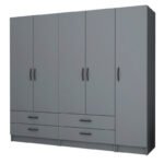 Βρες το Ντουλάπα ρούχων Ricardo Megapap πεντάφυλλη με συρτάρια χρώμα ανθρακί 200x51