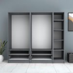 Ντουλάπα ρούχων Ricardo Megapap πεντάφυλλη με συρτάρια χρώμα ανθρακί 200x51,8x181εκ. - Image 3