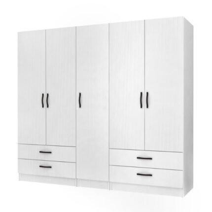 Βρες το Ντουλάπα ρούχων Ricardo Megapap πεντάφυλλη με συρτάρια χρώμα λευκό 200x51