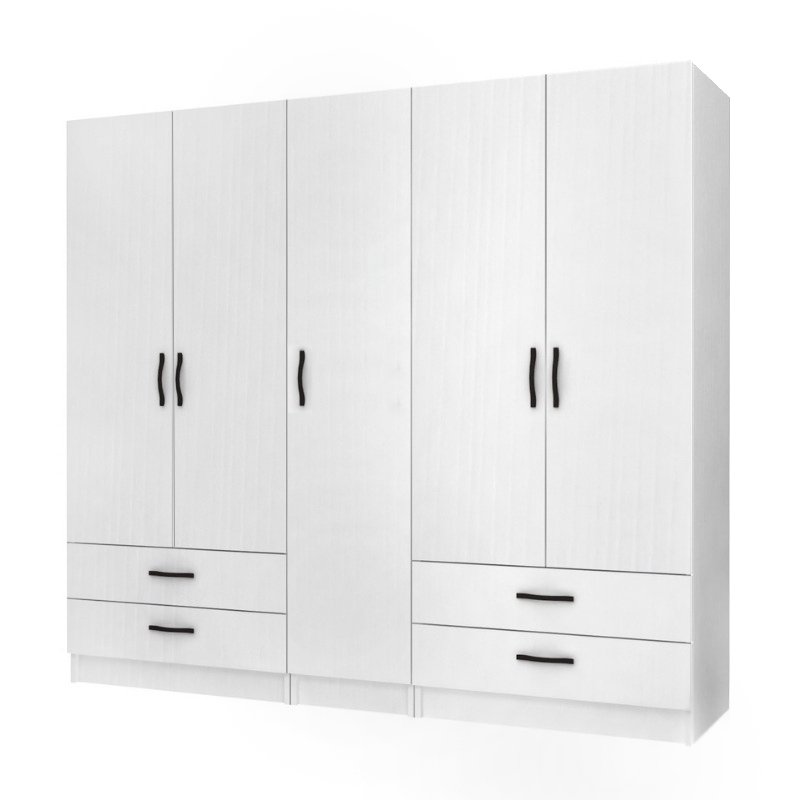 Ντουλάπα ρούχων Ricardo Megapap πεντάφυλλη με συρτάρια χρώμα λευκό 200x51 Βρες το Ντουλάπα ρούχων Ricardo Megapap πεντάφυλλη με συρτάρια χρώμα λευκό 200x51