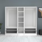 Ντουλάπα ρούχων Ricardo Megapap πεντάφυλλη με συρτάρια χρώμα λευκό 200x51,8x181εκ. - Image 3