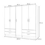 Ντουλάπα ρούχων Ricardo Megapap πεντάφυλλη με συρτάρια χρώμα λευκό 200x51,8x181εκ. - Image 5