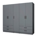 Βρες το Ντουλάπα ρούχων Ricardo Megapap πεντάφυλλη με συρτάρια χρώμα ανθρακί 200x51