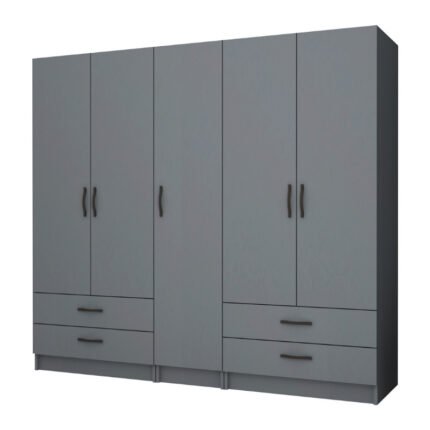 Βρες το Ντουλάπα ρούχων Ricardo Megapap πεντάφυλλη με συρτάρια χρώμα ανθρακί 200x51