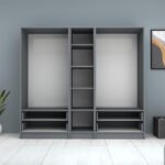 Ντουλάπα ρούχων Ricardo Megapap πεντάφυλλη με συρτάρια χρώμα ανθρακί 200x51,8x181εκ. - Image 3