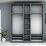 Ντουλάπα ρούχων Ricardo Megapap πεντάφυλλη με πατάρι και συρτάρια χρώμα ανθρακί 200x51,8x240εκ. - Image 3