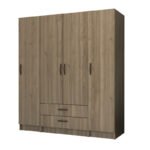 Βρες το Ντουλάπα ρούχων Ricardo Megapap τετράφυλλη με συρτάρια χρώμα καρυδί 160x51