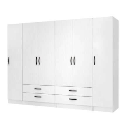 Βρες το Ντουλάπα ρούχων Ricardo Megapap εξάφυλλη με συρτάρια χρώμα λευκό 240x51