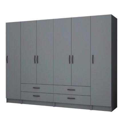 Βρες το Ντουλάπα ρούχων Ricardo Megapap εξάφυλλη με συρτάρια χρώμα ανθρακί 240x51