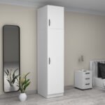 Ντουλάπα ρούχων Victoria Megapap μονόφυλλη με πατάρι χρώμα λευκό 50x60x240εκ. - Image 4