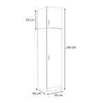 Ντουλάπα ρούχων Victoria Megapap μονόφυλλη με πατάρι χρώμα λευκό 50x60x240εκ. - Image 5