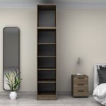 Ντουλάπα ρούχων Victoria Megapap μονόφυλλη με πατάρι χρώμα καρυδί 50x60x240εκ. - Image 3