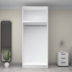 Ντουλάπα ρούχων Victoria Megapap δίφυλλη με πατάρι χρώμα λευκό 100x60x240εκ. - Image 3