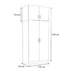 Ντουλάπα ρούχων Victoria Megapap δίφυλλη με πατάρι χρώμα λευκό 100x60x240εκ. - Image 5