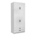 Βρες το Ντουλάπα ρούχων Victoria Megapap δίφυλλη με πατάρι και συρτάρια χρώμα λευκό 100x60x240εκ. σε μοναδική τιμή στο clickforshop.gr