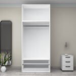 Ντουλάπα ρούχων Victoria Megapap δίφυλλη με πατάρι και συρτάρια χρώμα λευκό 100x60x240εκ. - Image 3