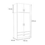 Ντουλάπα ρούχων Victoria Megapap δίφυλλη με πατάρι και συρτάρια χρώμα λευκό 100x60x240εκ. - Image 5