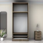 Ντουλάπα ρούχων Victoria Megapap δίφυλλη με πατάρι και συρτάρια χρώμα καρυδί 100x60x240εκ. - Image 3