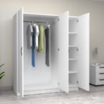 Ντουλάπα ρούχων Victoria Megapap τρίφυλλη χρώμα λευκό 150x60x181εκ. - Image 2
