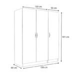 Ντουλάπα ρούχων Victoria Megapap τρίφυλλη χρώμα λευκό 150x60x181εκ. - Image 5