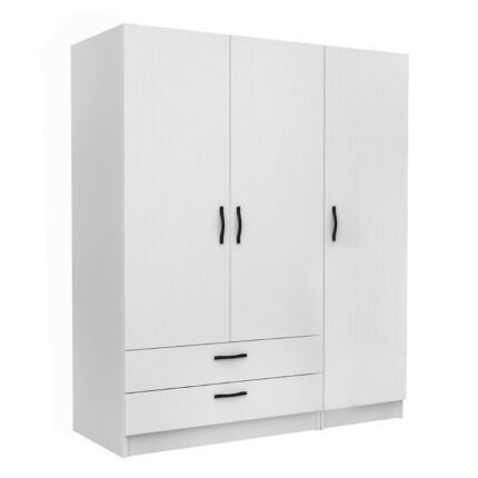 Βρες το Ντουλάπα ρούχων Victoria Megapap τρίφυλλη με συρτάρια χρώμα λευκό 150x60x181εκ. σε μοναδική τιμή στο clickforshop.gr