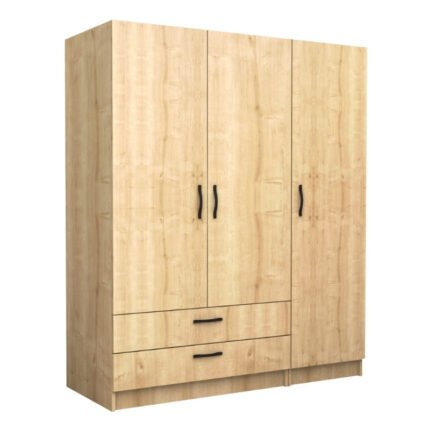 Βρες το Ντουλάπα ρούχων Victoria Megapap τρίφυλλη με συρτάρια χρώμα φυσικό οξιάς 150x60x181εκ. σε μοναδική τιμή στο clickforshop.gr