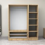 Ντουλάπα ρούχων Victoria Megapap τρίφυλλη με συρτάρια χρώμα φυσικό οξιάς 150x60x181εκ. - Image 3