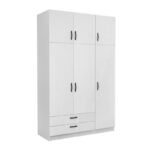 Βρες το Ντουλάπα ρούχων Victoria Megapap τρίφυλλη με πατάρι και συρτάρια χρώμα λευκό 150x60x240εκ. σε μοναδική τιμή στο clickforshop.gr