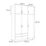 Ντουλάπα ρούχων Victoria Megapap τρίφυλλη με πατάρι και συρτάρια χρώμα φυσικό οξιάς 150x60x240εκ. - Image 5