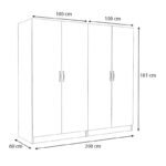 Ντουλάπα ρούχων Victoria Megapap τετράφυλλη χρώμα λευκό 200x60x181εκ. - Image 5