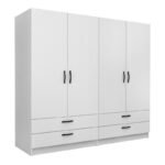 Βρες το Ντουλάπα ρούχων Victoria Megapap τετράφυλλη με συρτάρια χρώμα λευκό 200x60x181εκ. σε μοναδική τιμή στο clickforshop.gr