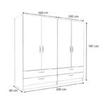 Ντουλάπα ρούχων Victoria Megapap τετράφυλλη με συρτάρια χρώμα φυσικό οξιάς 200x60x181εκ. - Image 5