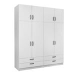 Βρες το Ντουλάπα ρούχων Victoria Megapap τετράφυλλη με πατάρι και συρτάρια χρώμα λευκό 200x60x240εκ. σε μοναδική τιμή στο clickforshop.gr