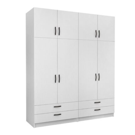 Βρες το Ντουλάπα ρούχων Victoria Megapap τετράφυλλη με πατάρι και συρτάρια χρώμα λευκό 200x60x240εκ. σε μοναδική τιμή στο clickforshop.gr