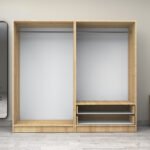 Ντουλάπα ρούχων Victoria Megapap τετράφυλλη με συρτάρια χρώμα φυσικό οξιάς 200x60x181εκ. - Image 3