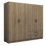 Βρες το Ντουλάπα ρούχων Victoria Megapap τετράφυλλη με συρτάρια χρώμα καρυδί 200x60x181εκ. σε μοναδική τιμή στο clickforshop.gr