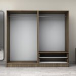 Ντουλάπα ρούχων Victoria Megapap τετράφυλλη με συρτάρια χρώμα καρυδί 200x60x181εκ. - Image 3