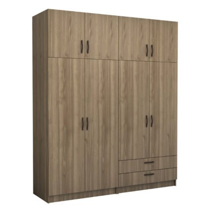 Βρες το Ντουλάπα ρούχων Victoria Megapap τετράφυλλη με πατάρι και συρτάρια χρώμα καρυδί 200x60x240εκ. σε μοναδική τιμή στο clickforshop.gr
