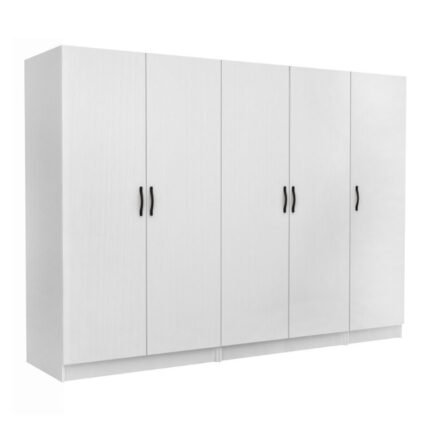 Βρες το Ντουλάπα ρούχων Victoria Megapap πεντάφυλλη χρώμα λευκό 250x60x181εκ. σε μοναδική τιμή στο clickforshop.gr