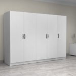 Ντουλάπα ρούχων Victoria Megapap πεντάφυλλη χρώμα λευκό 250x60x181εκ. - Image 4